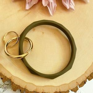 Coffee Brown Diamond Facet Silicone Bracelet Key Chain